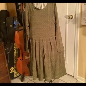 Sahalie Casual Lace Dress in Olive Size L